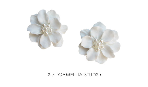 Elasisters Camellia Floral Stud Earrings