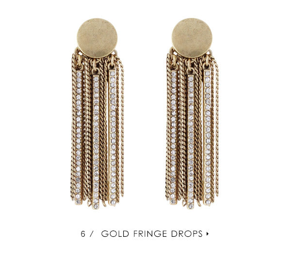 Elasisters Gold Fringe Tassel Earrings