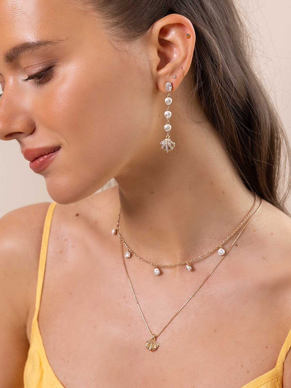 Elasisters Sereia Shell Drop Earrings
