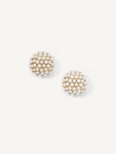 Elasisters Pearl Pave Stud Earrings