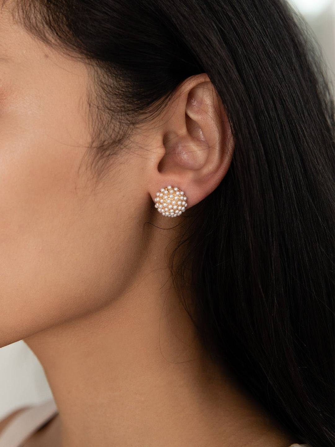 Elasisters Pearl Pave Stud Earrings