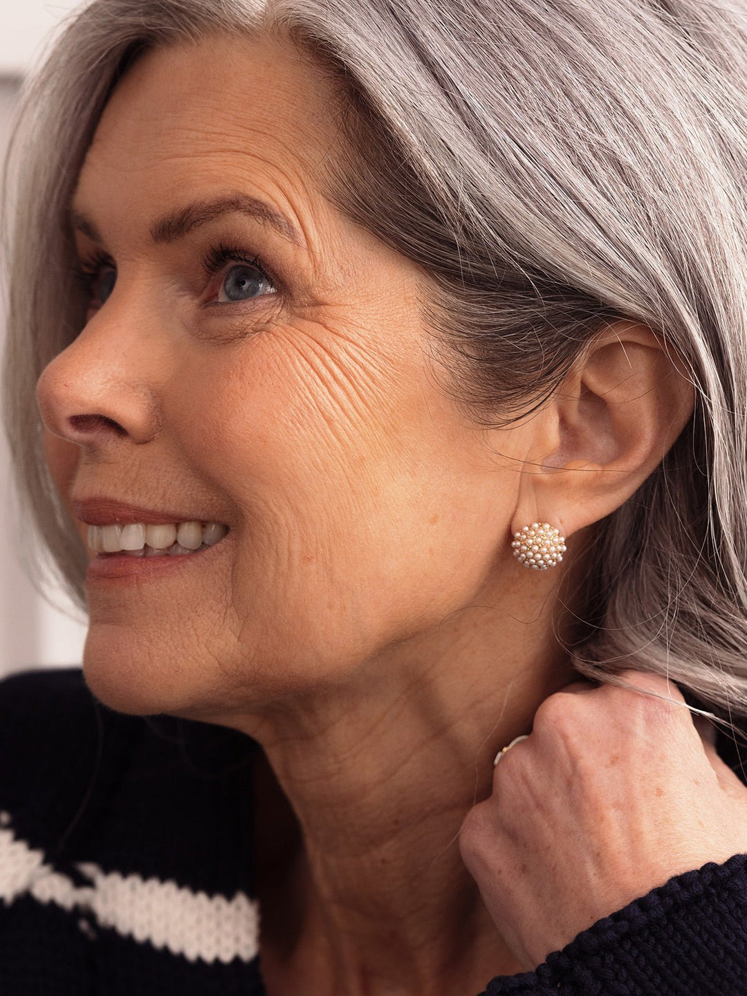 Elasisters Pearl Pave Stud Earrings