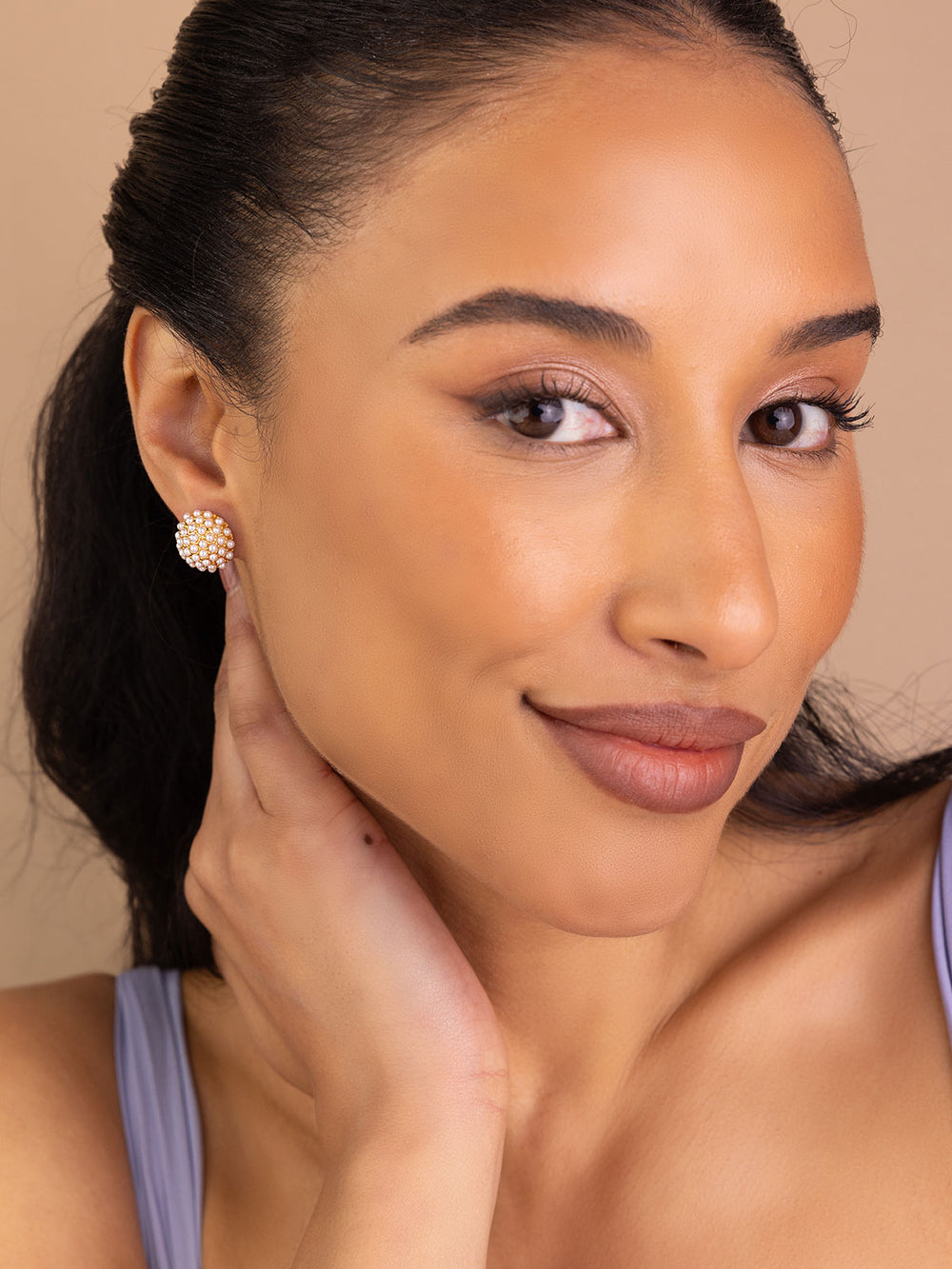 Elasisters Pearl Pave Stud Earrings