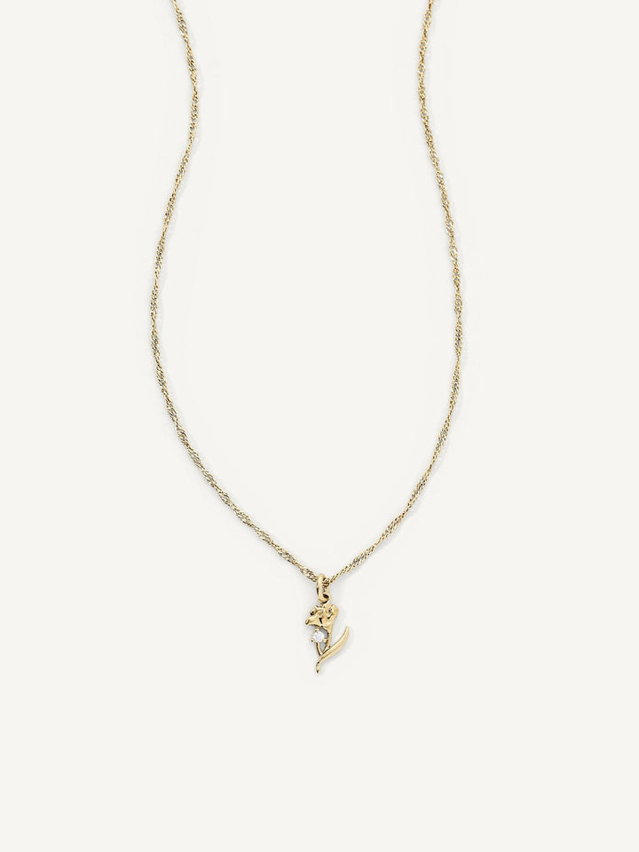 Elasisters January Carnation Birthday Flower Pendant Necklace