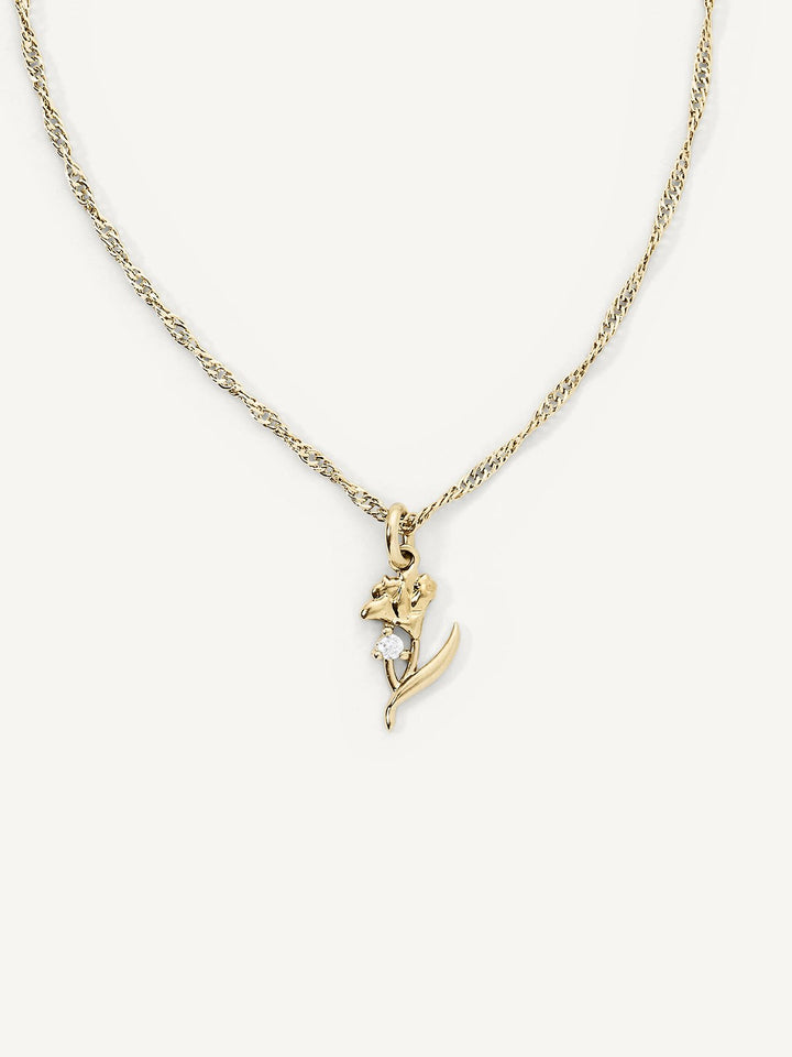 Elasisters January Carnation Birth Flower Pendant Necklace