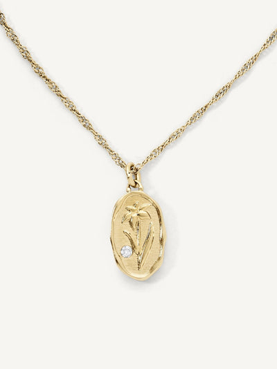 Elasisters March Daffodil Birth Flower Pendant Necklace