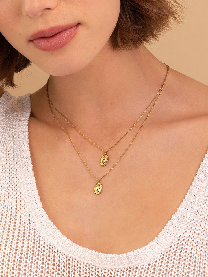 Elasisters May Lily of the Valley and March Daffodil Birthflower Pendant Necklace