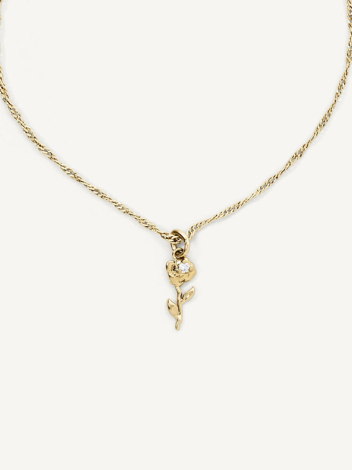 Elasisters June Rose Birth flower Pendant Necklace