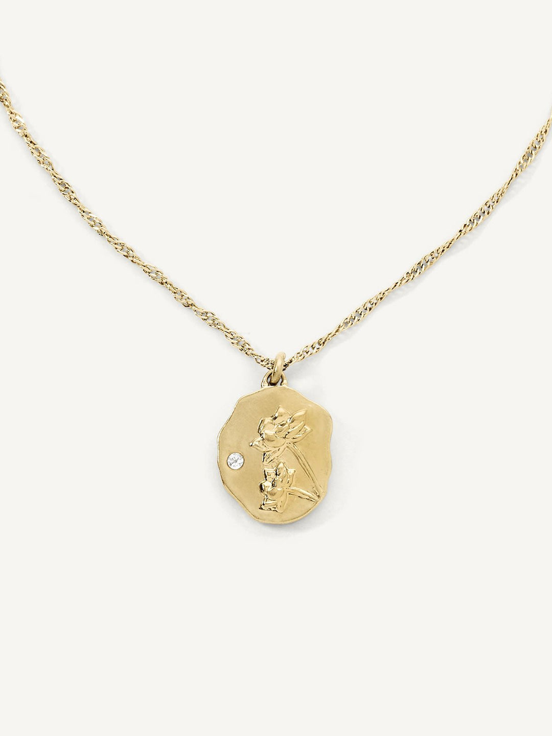 Elasisters July Water Lily Birth Flower Pendant Necklace