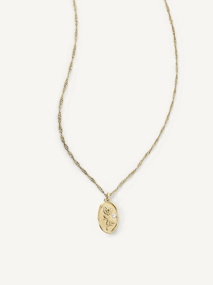 Elasisters October Marigold Birthday Flower Pendant Necklace