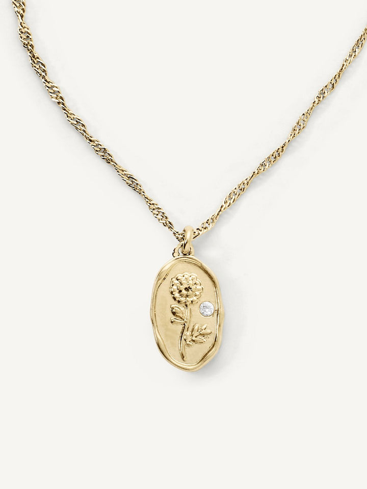 Elasisters October Marigold Birth Flower Pendant Necklace