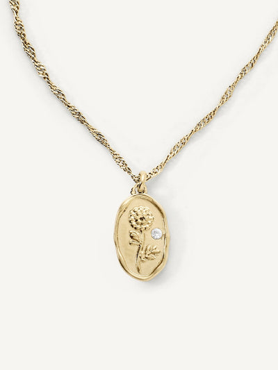 Elasisters October Marigold Birth Flower Pendant Necklace