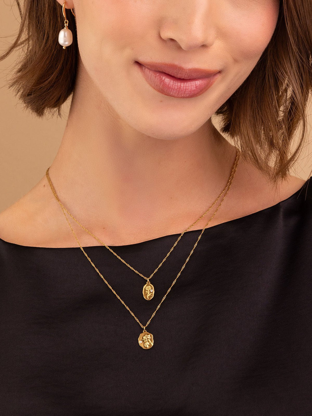 Elasisters July Water Lily and October Marigold Birthflower Pendant Necklace