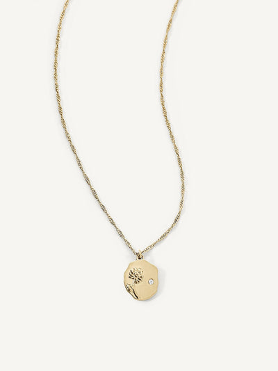 Elasisters November Chrysanthemum Birthday Flower Pendant Necklace