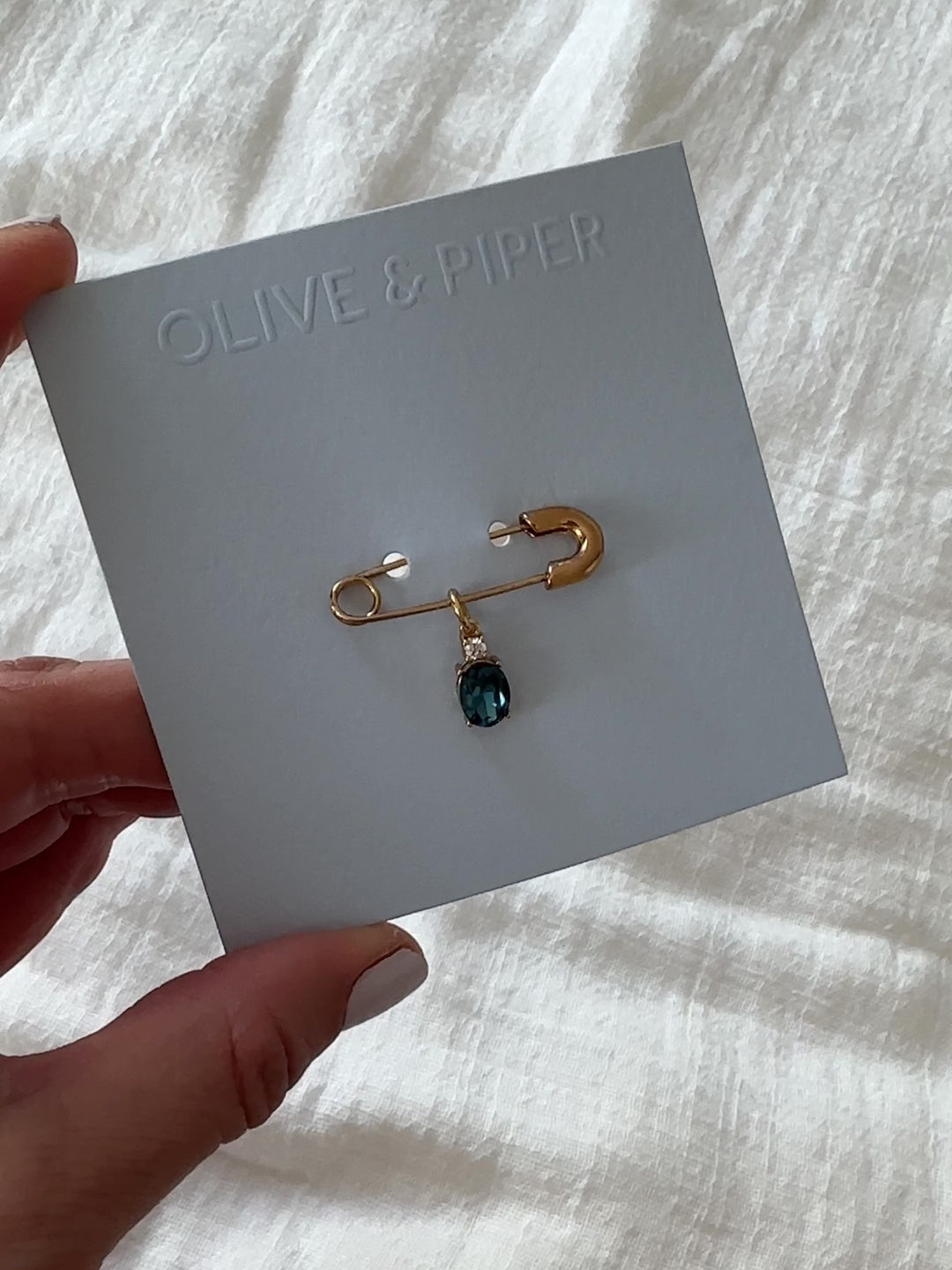 Elasisters Something Blue Wedding Pin - Oval