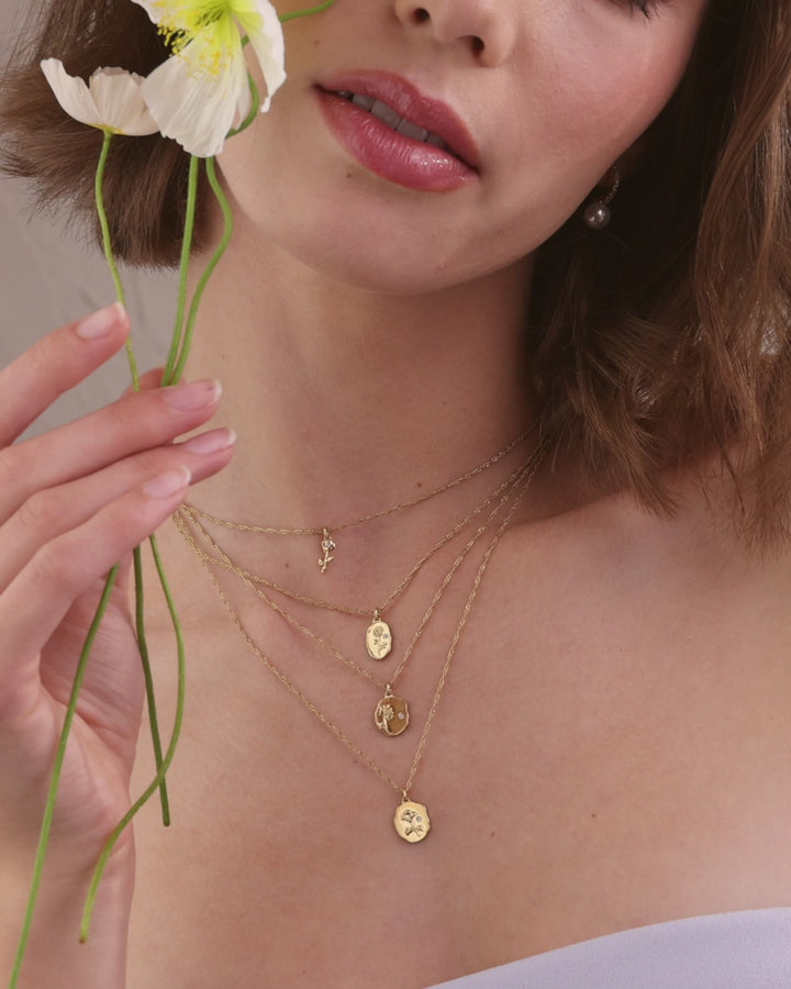 Elasisters December Narcissus and September Morning Glory Birthflower Pendant Necklace